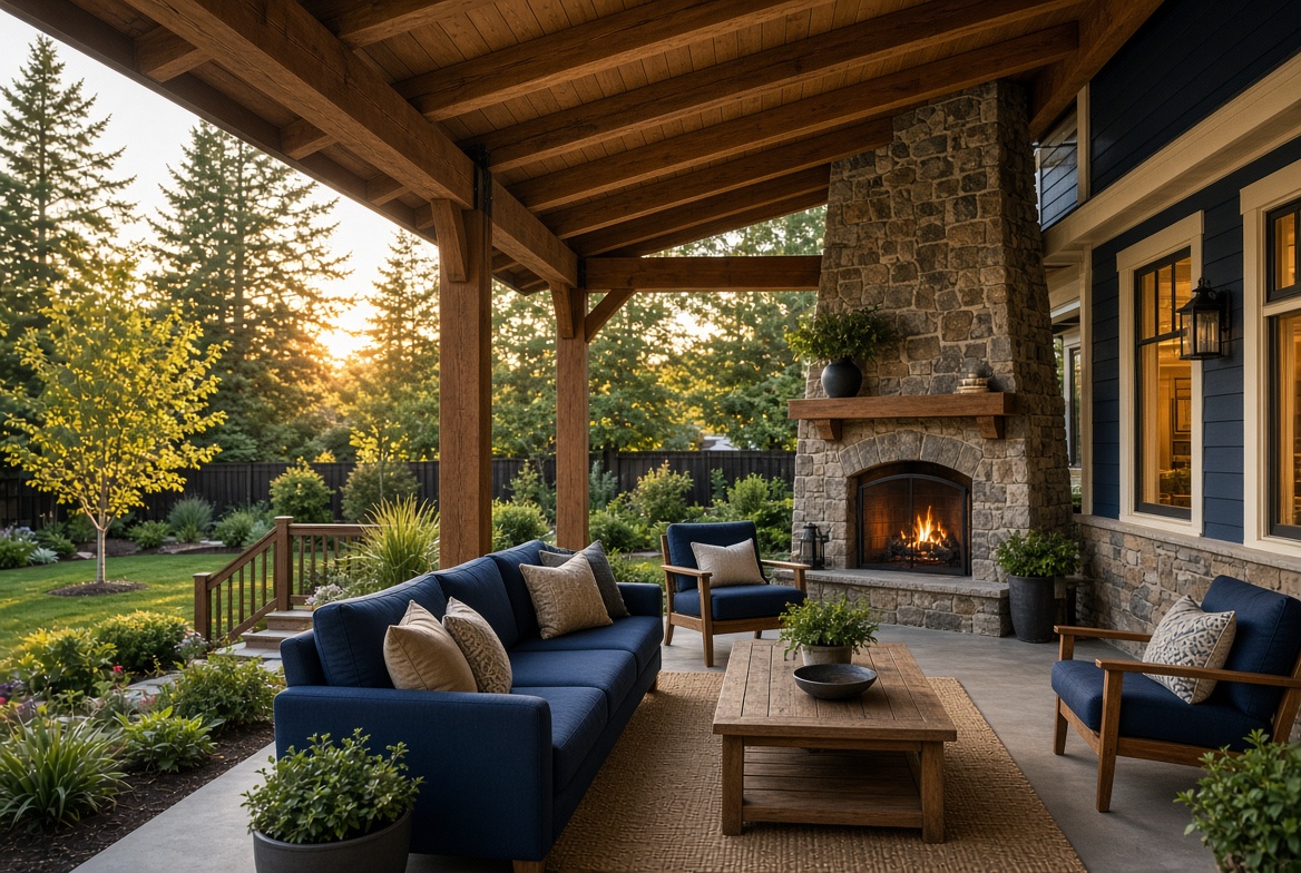 Custom covered porch and outdoor living space